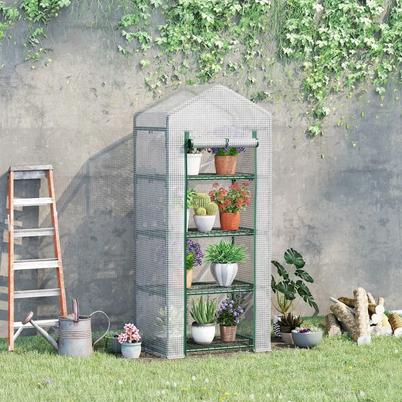Walk-in Greenhouse portabel dengan 4 rak tingkat